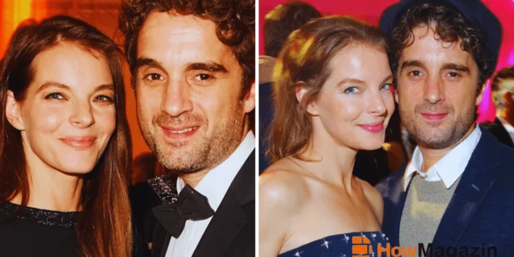 Couple posing at a festive event.